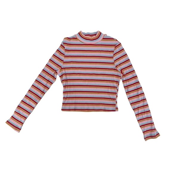 SHEIN Long Sleeve Multi Striped Mock Turtleneck Shirt Size XL Women’s - Picture 1 of 5